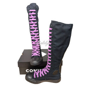 Converse CTAS XXHI Womens 6 Black Purple Knee High Canvas Zipper Sneaker Boot